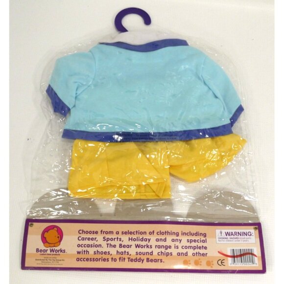 Vintage BEAR WORKS blue & yellow outfit TOY GROUP 2003 NEW, PACKAGE DAMAGED - Picture 2 of 2